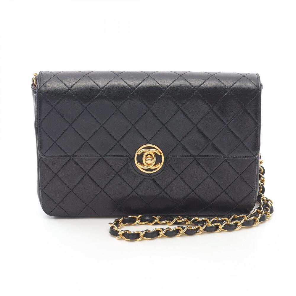 Chanel Matelasse Circle Coco Shoulder Bag Lambskin Sheepskin Black